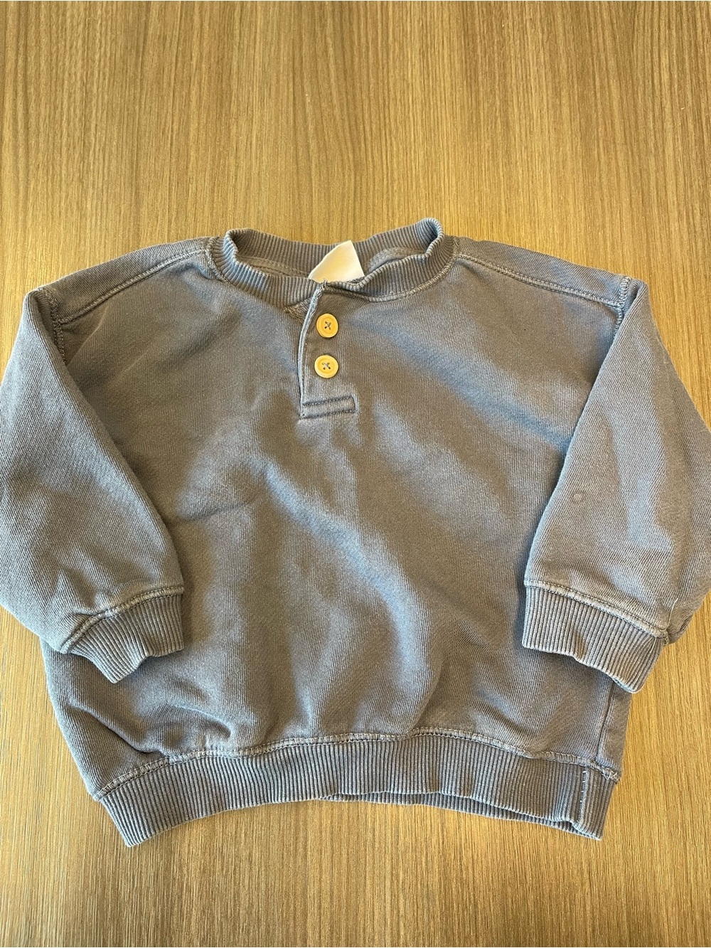 Zara Kids Blue Henley Sweatshirt with Button Placket